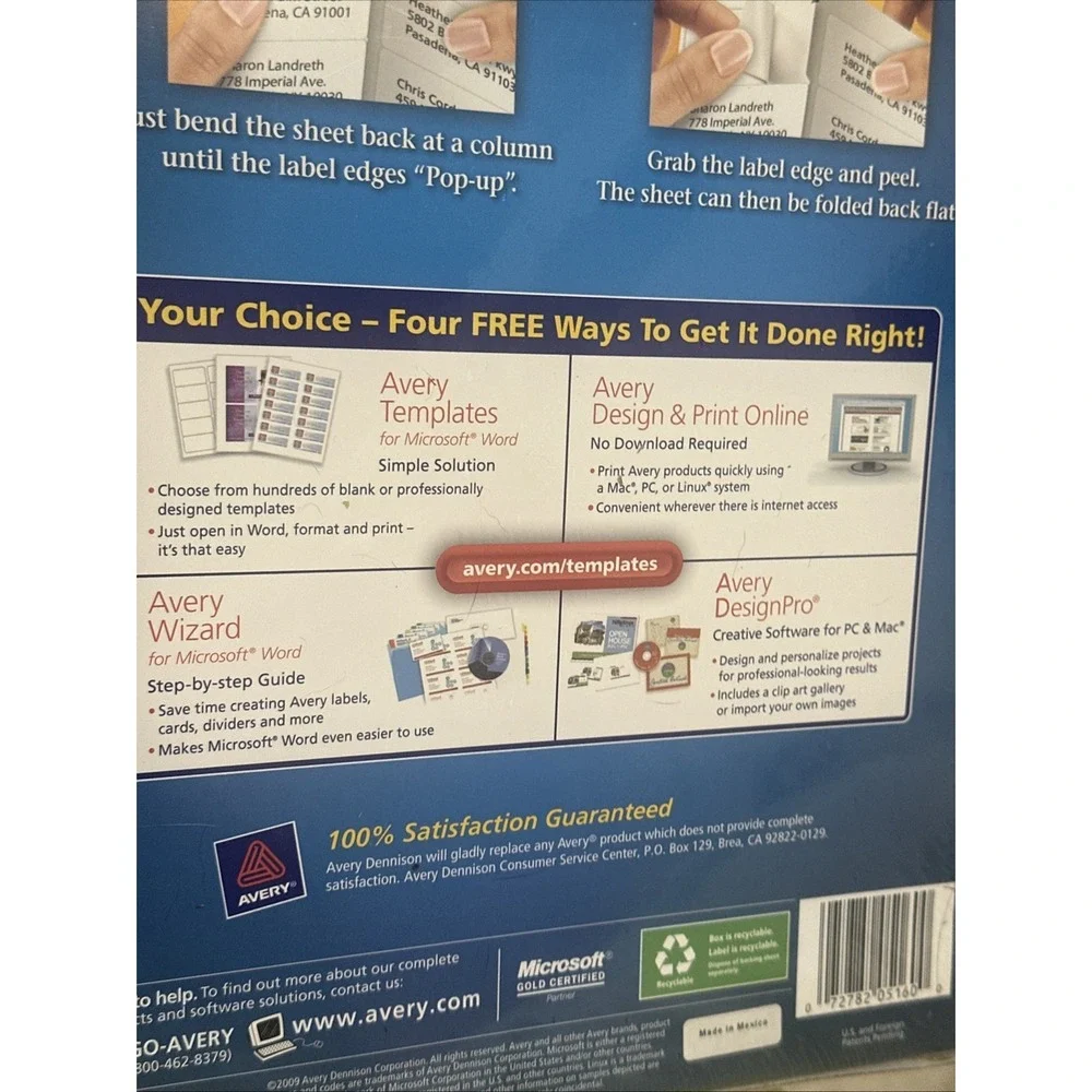 Avery Easy Peel Mailing Address Labels Laser 1‎ x 2 5/8 White 3000/Box 5160